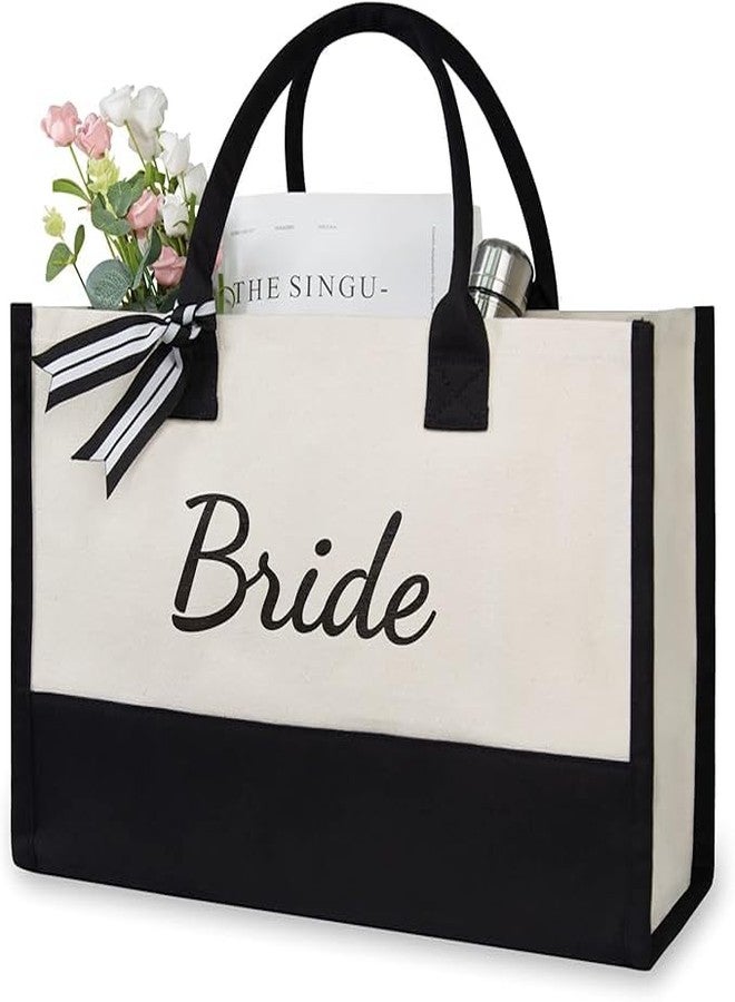 BROGBUS حقيبة يد كبيرة من قماش الكانفاس من BROGBUS Bride Satchel Tote للنساء، مزودة بمقابض، مثالية للسفر، كهدية زفاف، للعمل، أو كحقيبة يومية. - Image 1